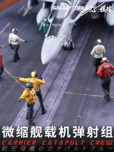Gray fighter jet model on flight deck with deck crew set 2