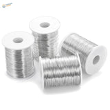 Four spools of 5m 0.3-0.8mm brass steel wire on white cores