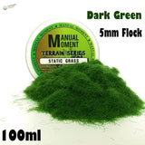 5mm dark green static grass flock in 100ml Manual Moment container