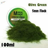 5mm olive green static grass in Manual Moment Terrain Series container