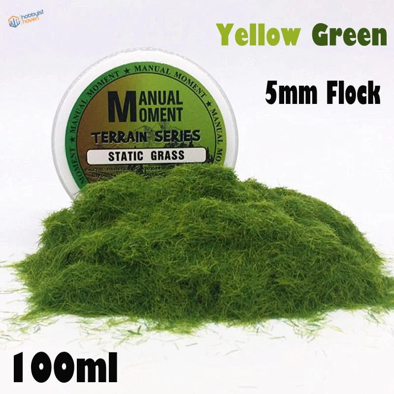 5mm yellow green static grass, 100ml flock from Manual Moment Terrain series