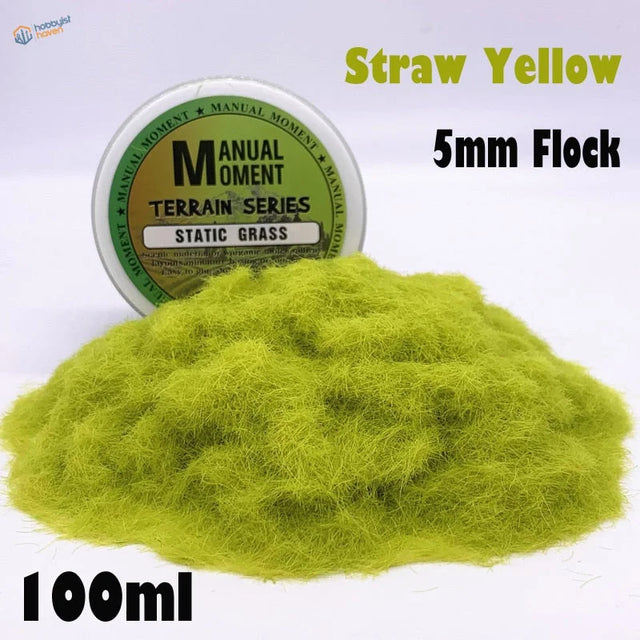 5mm yellow straw static grass, straw yellow flock in 100ml container