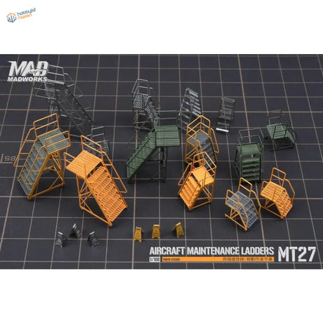 5pcs 1/100 scale model maintenance ladders in orange green metallic finishes