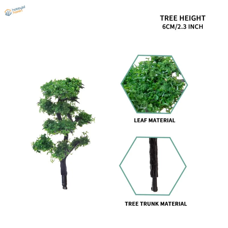 5pcs 40-120mm miniature green tree with moss-like leaves for scale modeling tools
