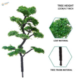 12cm miniature bonsai tree for scale modeling tools, lush green foliage