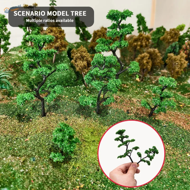 5pcs 40-120mm green miniature trees with black branches for scale modeling tools