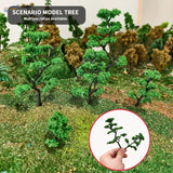 5pcs 40-120mm green miniature trees with black branches for scale modeling tools