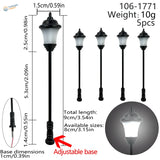 5 pièces de lampadaires LED à l'échelle HO/N
