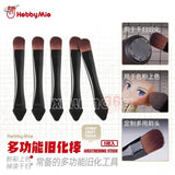 5pcs Hobby Mio double-headed weathering brushes with black handles and brown bristles for precision hobby tools