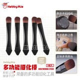 5pcs Hobby Mio double-headed weathering brushes with black handles and brown bristles