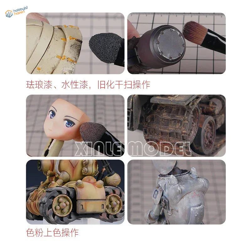 5pcs Hobby Mio double-headed weathering brushes with detailed model kits