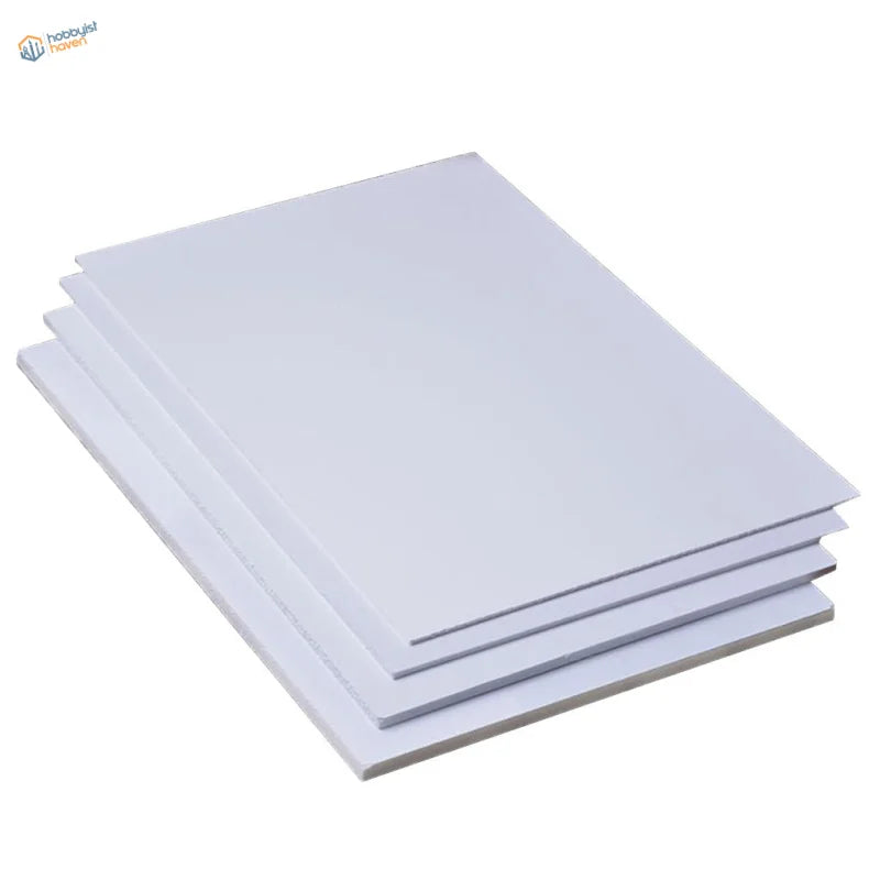 Stack of 5pcs PVC sheet foam boards, 200mm x 300mm white rectangular