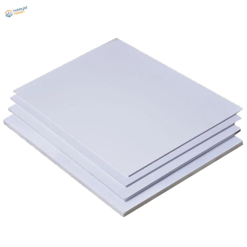 Stack of 5pcs PVC sheet foam boards, 200mm x 300mm white rectangular
