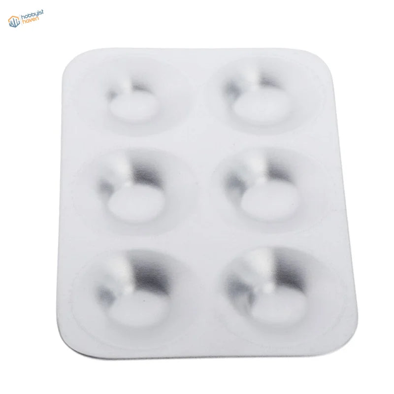 White silicone 6 cups metal palette for scale modeling paint mixing