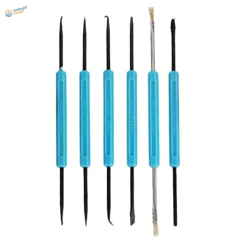 6 pcs precision hobby tools set with blue-handled screwdrivers