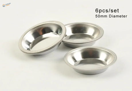 6 stainless steel paint mixing cups, 50mm diameter shiny pans