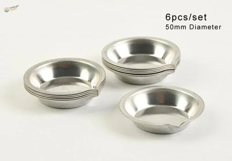 Set of 6 stainless steel paint mixing cups, 50mm diameter beakers