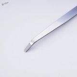 Silver-toned precision angled file tweezers with textured grip