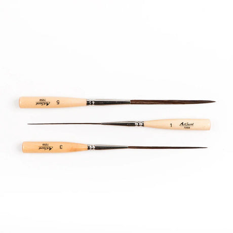 Artscarl 7259 extra-long liner brushes with wood handles for scale modeling