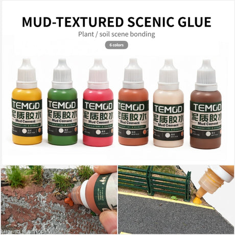 TEMOD mud-textured scenic glue, six colors in dropper bottles