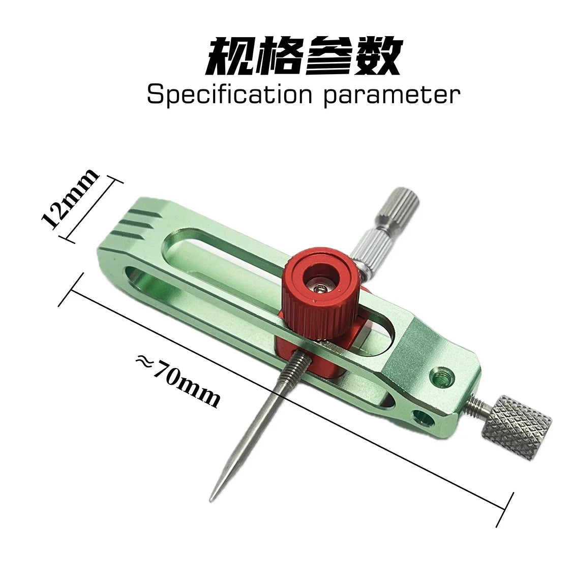 Manwah symmetrical scribing guide tool metal scribing guide with green and red finish pointed tip and adjustable screw mechanism