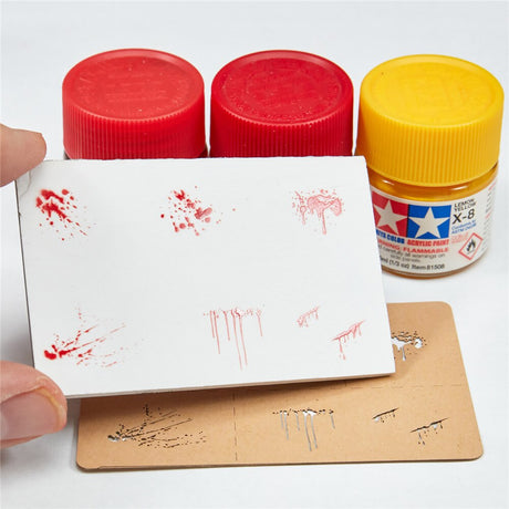 Tamiya 81509 yellow acrylic paint for assorted splashes effects stencil