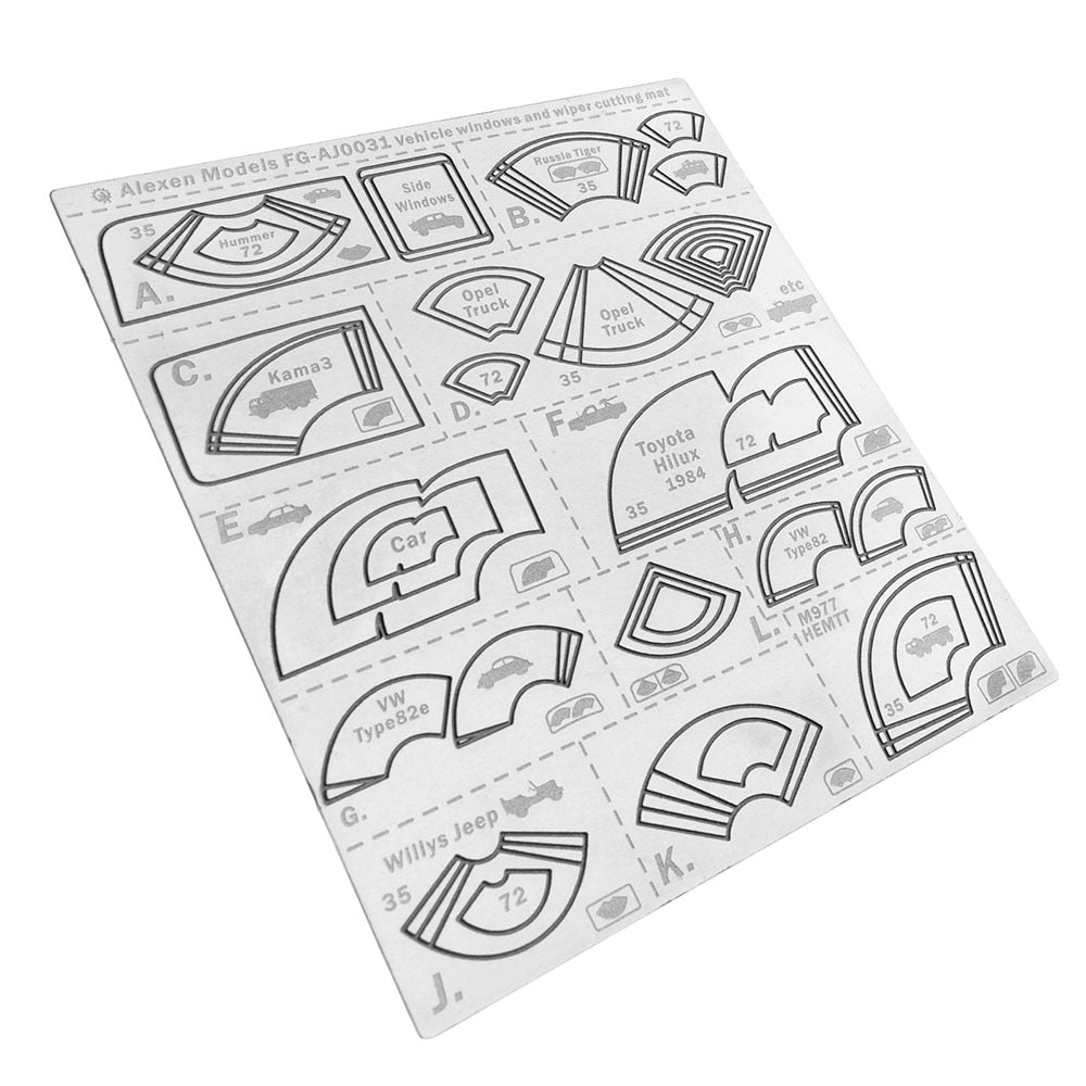 1/35 1/72 mask cutting stencil for vehicle windows and windshield wipers