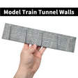 Gray plastic n scale stone tunnel wall with detailed stone retaining wall brick pattern for model trains