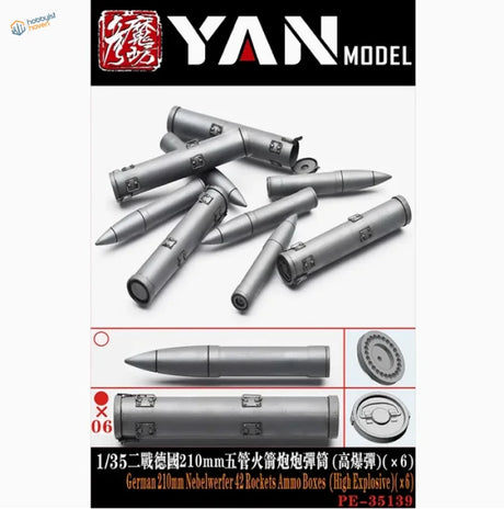 Silver 1/35 high explosive rocket cases for Nebelwerfer 42 model