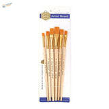 6pcs synthetic brushes set with wood handles, gold ferrules, orange bristles