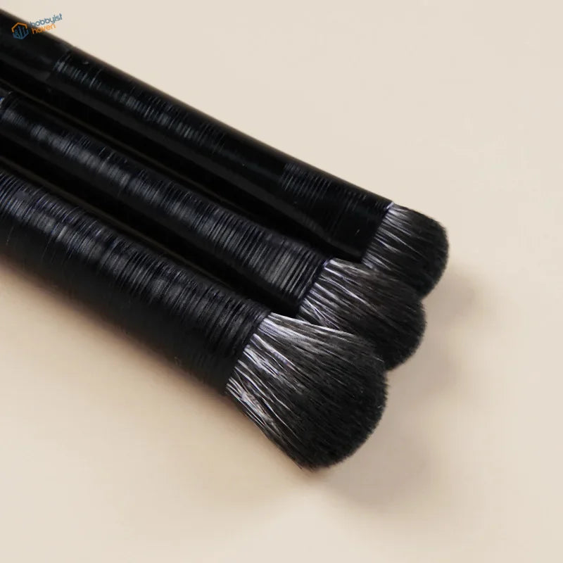 6pcs synthetic dry brushing brushes with black bristles and textured handles