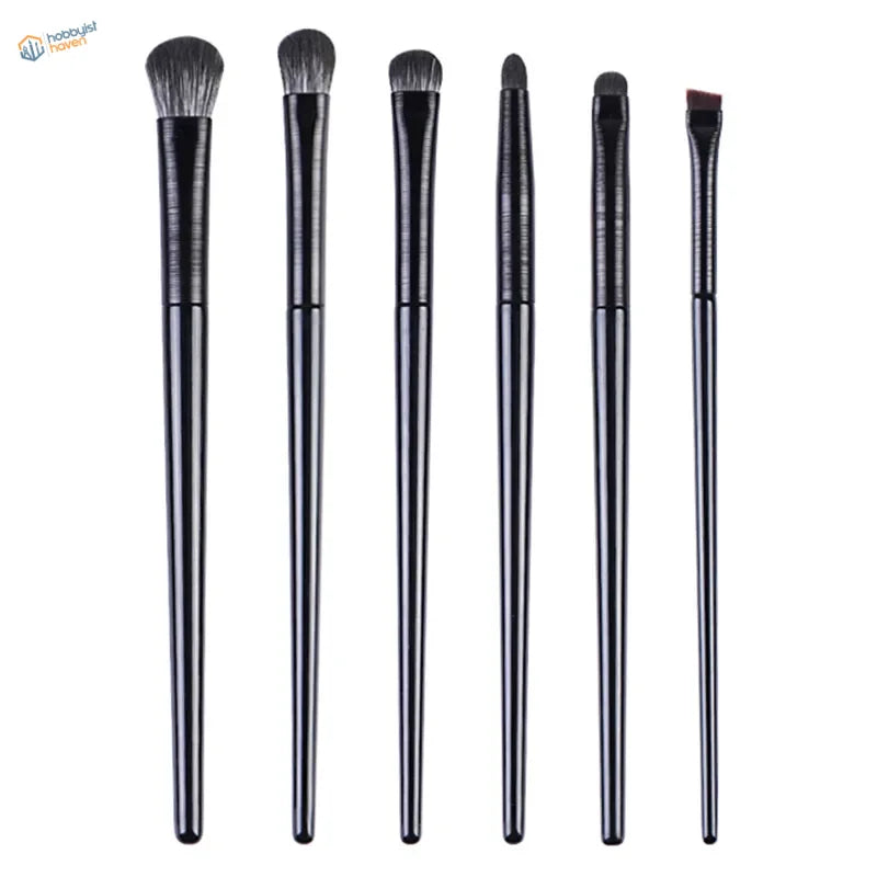 6pcs synthetic dry brushing brushes with sleek black textured handles