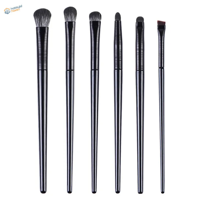 6pcs synthetic dry brushing brushes with sleek black textured handles