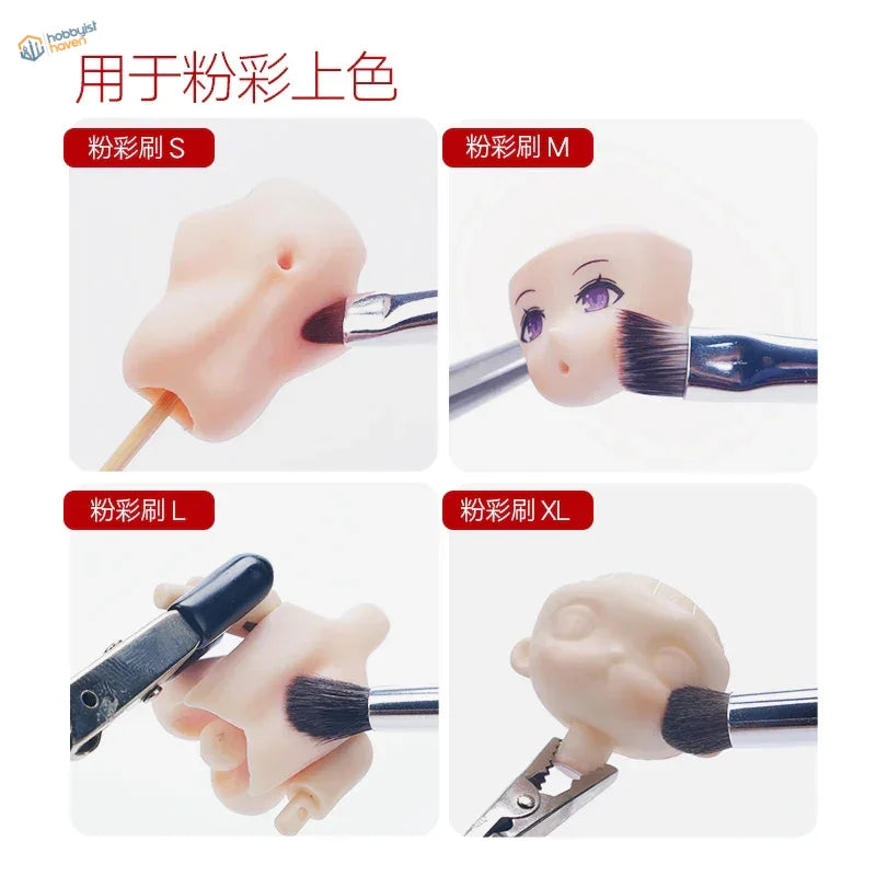 6pcs synthetic dry brushing brushes set with S M L XL sizes