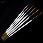 6pcs ultra-fine liner nylon brushes with white handles and precision hobby tips