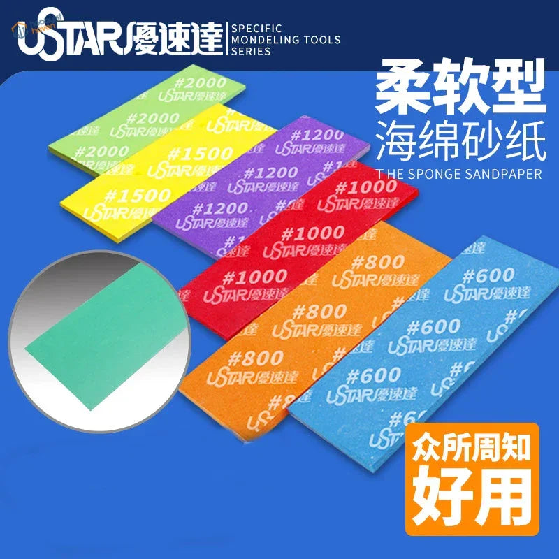 Colorful ustar 6x5pcs sanding sponges in various grit sheets