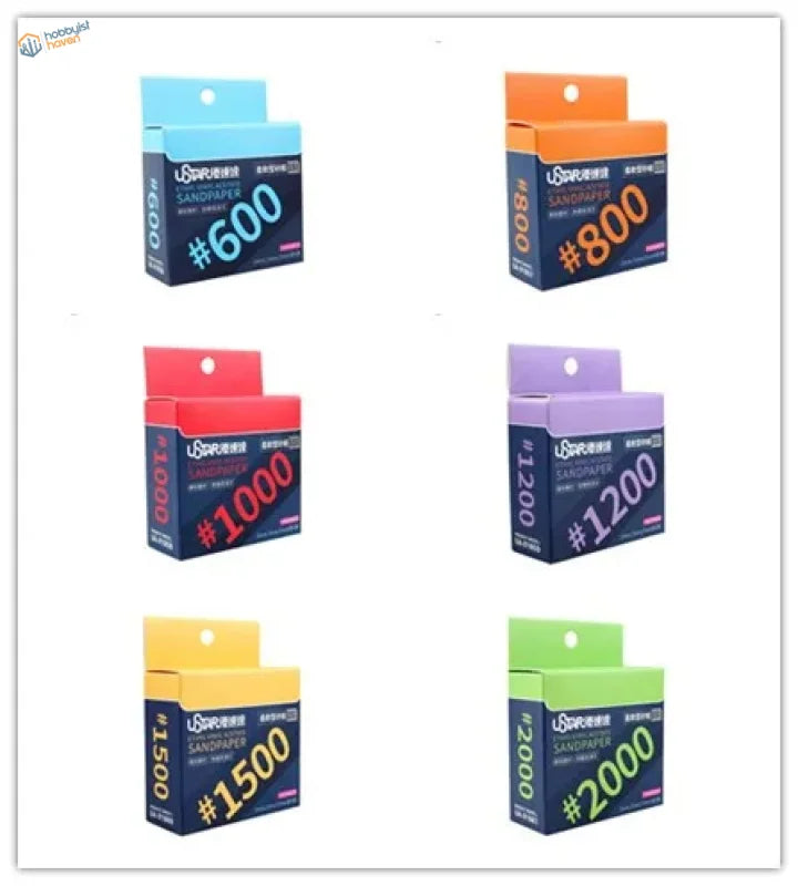 6x5pcs sanding sponges: six us brand sandpaper boxes with grit numbers