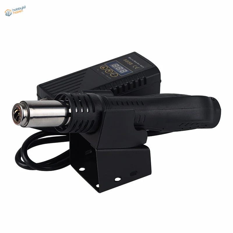 700W hot air soldering station with black handheld iron and power supply