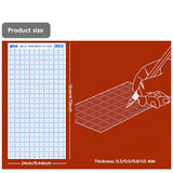Clear acrylic abs modeling sheet with blue grid markings and measurement lines for precise cutting and crafting tasks