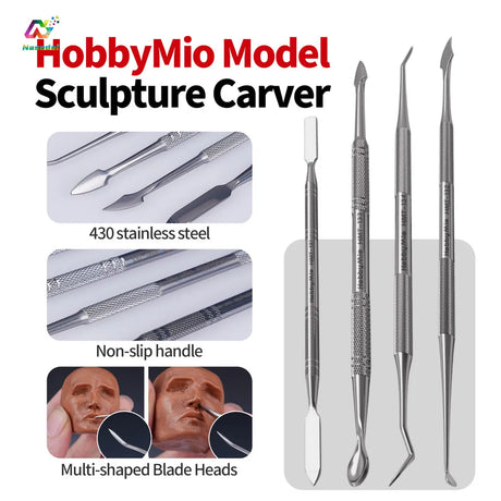 Hobby Mio sculpture carvers: 430 stainless steel, non-slip handle, multi-shaped blade heads