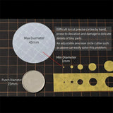 Dsplae mt-c 2.0 stepless circle cutter with silver metallic body and grid surface for precise 1mm to 45mm circular cuts