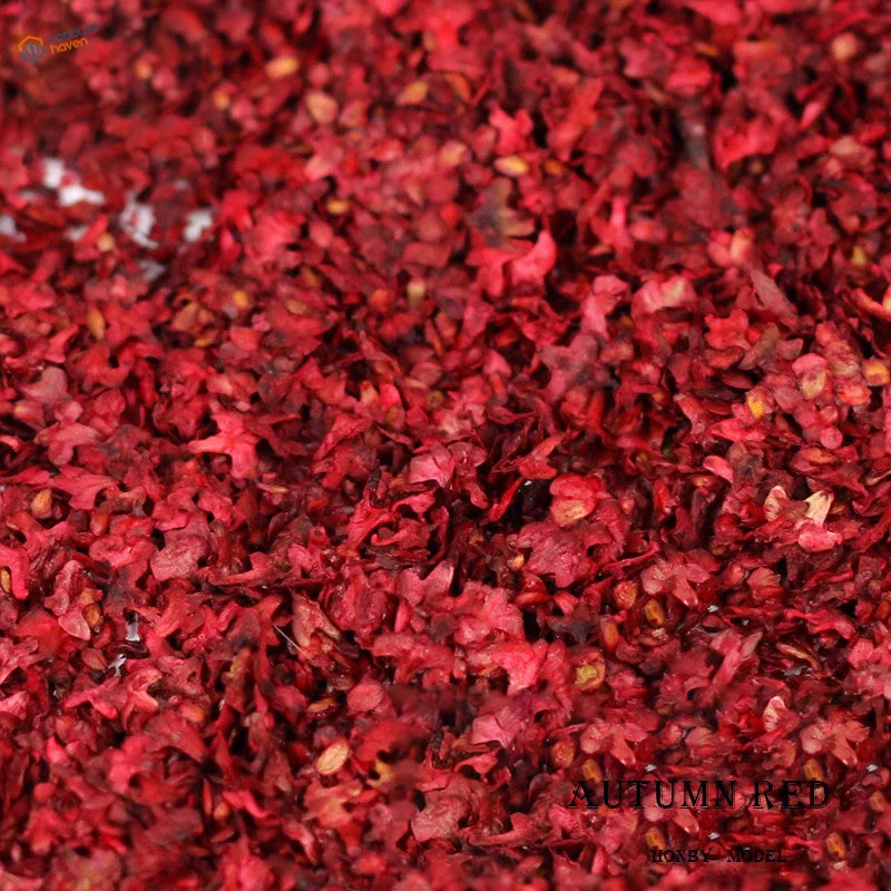 Vibrant red colorful leaves for scale modeling dioramas, 7g bag with seeds