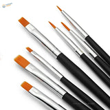 7pcs scale modeling brushes with black handles, silver ferrules, orange bristles