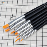 7pcs scale modeling brushes with black handles, silver ferrules, orange bristles