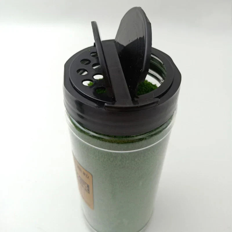 500ml tree grass powder in clear jar with perforated flip-top lid