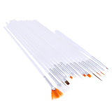 Set of 15 special shape brushes with clear handles and orange brown bristles
