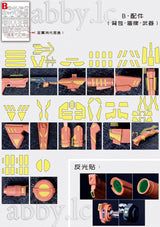 Pre-cut masking tapes set for MG Jesta Cannon Aether with orange yellow parts