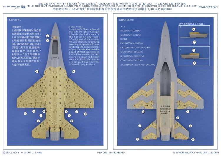 Belgian F-16AM Vriese die-cut mask for 1/48 scale modeling tools