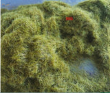 8mm green static grass: dense tangled greenish-yellow filamentous strands