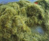 8mm green static grass: dense tangled greenish-yellow aquatic mass